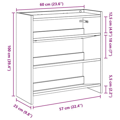 Schuhregal Schwarz 60x25x62 cm Holzwerkstoff