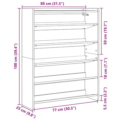 Schuhregal Weiß 80x25x100 cm Holzwerkstoff