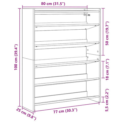 Schuhregal Sonoma-Eiche 80x25x100 cm Holzwerkstoff