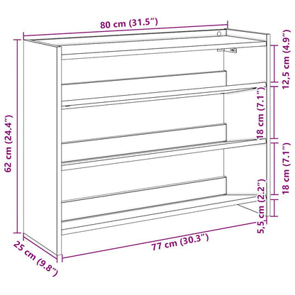 Schuhregal Schwarz 80x25x61,5 cm Holzwerkstoff