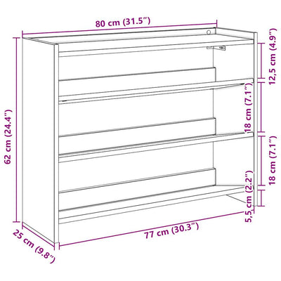 Schuhregal Betongrau 80x25x61,5 cm Holzwerkstoff