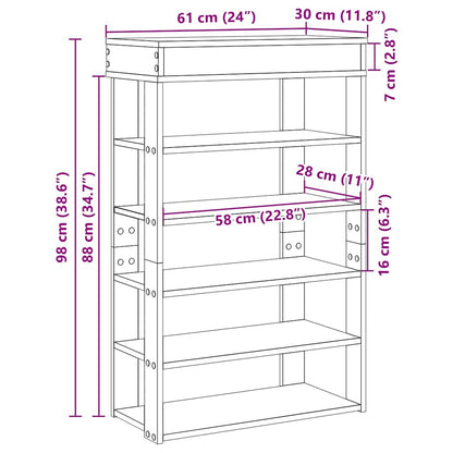 Schuhregal Braun Eichen-Optik 60x30x98 cm Holzwerkstoff