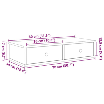 Wandregal mit Schubladen Schwarz 80x31x17 cm Holzwerkstoff