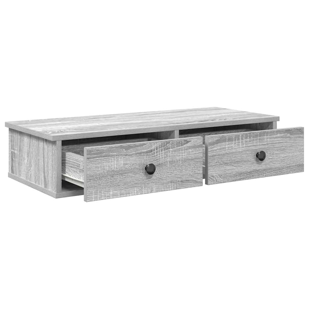 Wandregal mit Schubladen Grau Sonoma 80x31x17 cm Holzwerkstoff