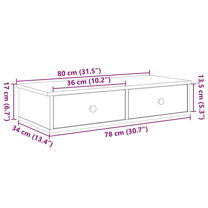 Wandregal mit Schubladen Grau Sonoma 80x31x17 cm Holzwerkstoff