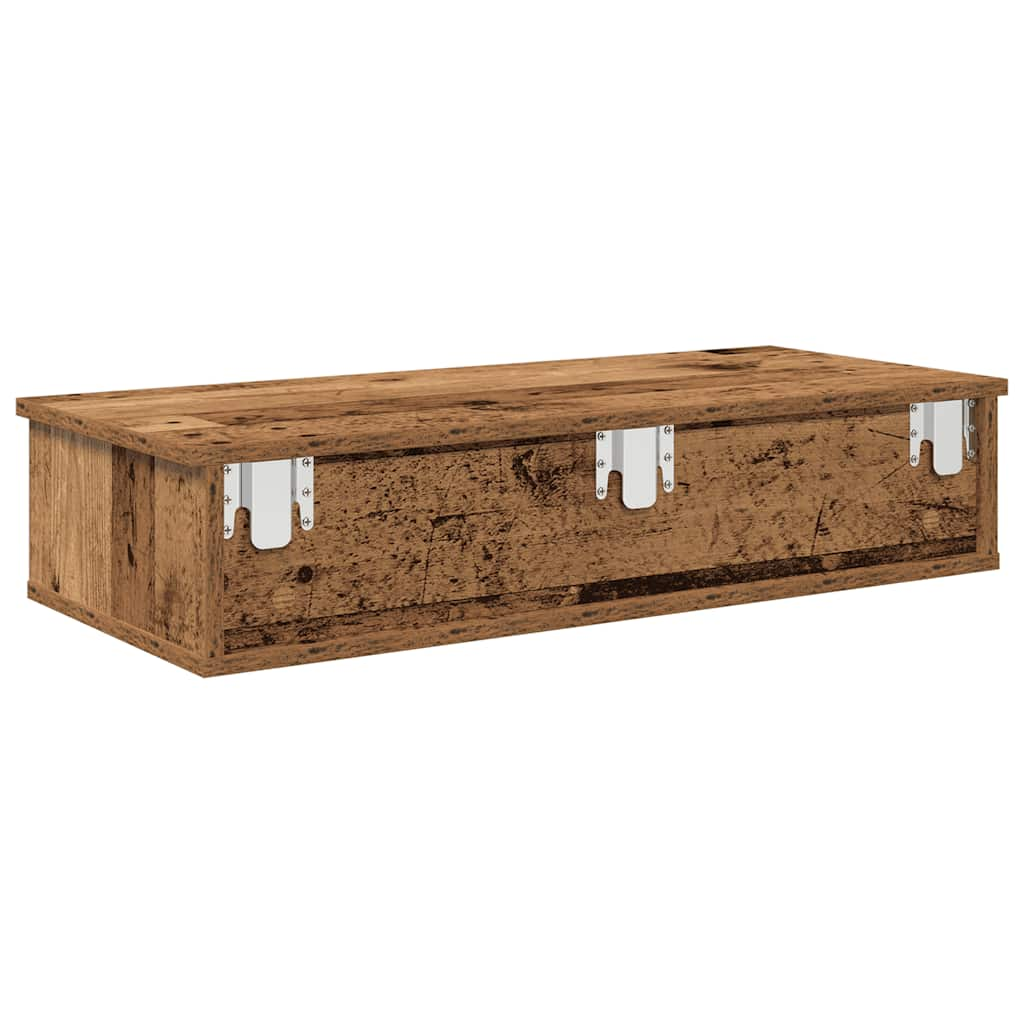 Wandregal mit Schubladen Altholz-Optik 80x31x17cm Holzwerkstoff