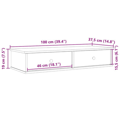 Wandregal mit Schubladen Schwarz 100x37,5x19 cm Holzwerkstoff