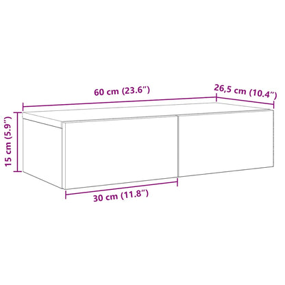 Wandregal mit Schubladen Betongrau 60x26,5x15cm Holzwerkstoff