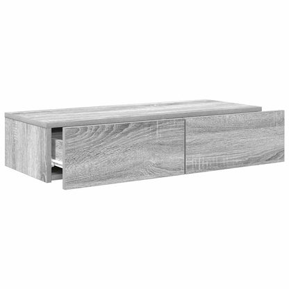 Wandregal mit Schubladen Grau Sonoma 80x33x17 cm Holzwerkstoff