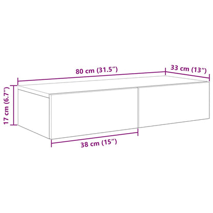 Wandregal mit Schubladen Braun Eiche 80x33x17 cm Holzwerkstoff