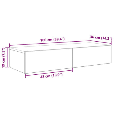 Wandregal mit Schubladen Schwarz 100x36x19 cm Holzwerkstoff