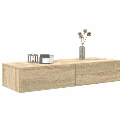 Wandregal mit Schubladen Sonoma-Eiche 100x36x19cm Holzwerkstoff