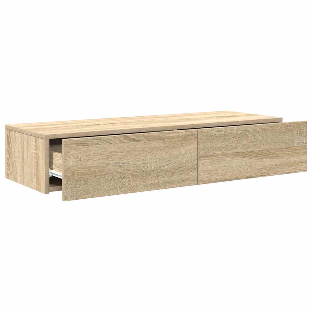 Wandregal mit Schubladen Sonoma-Eiche 100x36x19cm Holzwerkstoff