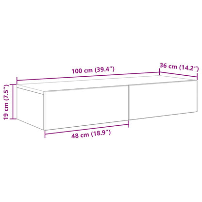 Wandregal mit Schubladen Betongrau 100x36x19 cm Holzwerkstoff