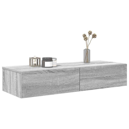 Wandregal mit Schubladen Grau Sonoma 100x36x19 cm Holzwerkstoff