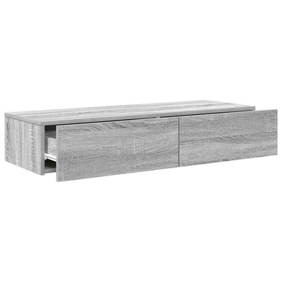 Wandregal mit Schubladen Grau Sonoma 100x36x19 cm Holzwerkstoff