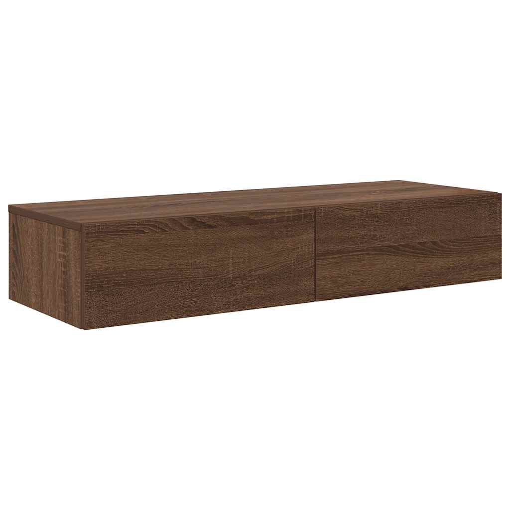 Wandregal mit Schubladen Braun Eiche 100x36x19 cm Holzwerkstoff