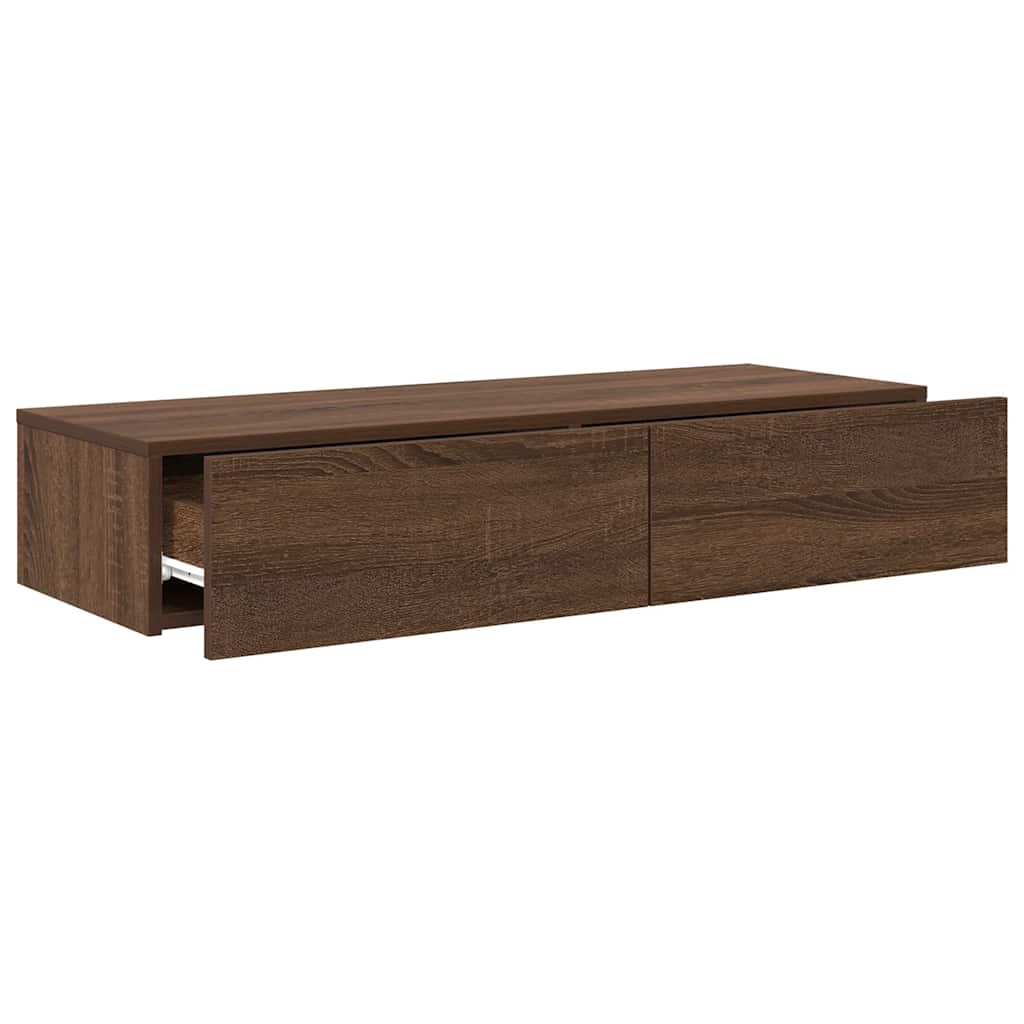 Wandregal mit Schubladen Braun Eiche 100x36x19 cm Holzwerkstoff