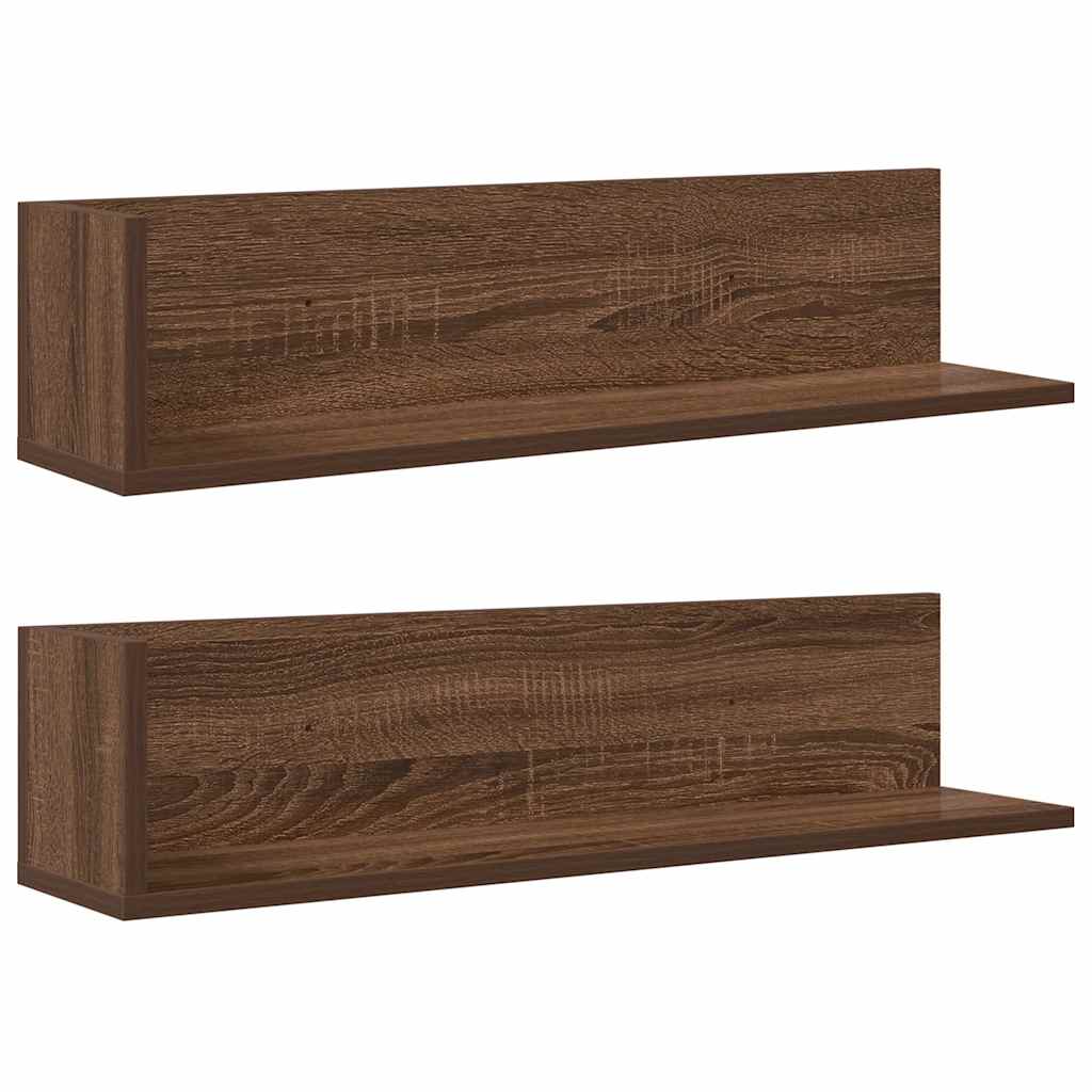 Wandregale 2 Stk. Braun Eiche 75x16,5x16,5 cm Holzwerkstoff