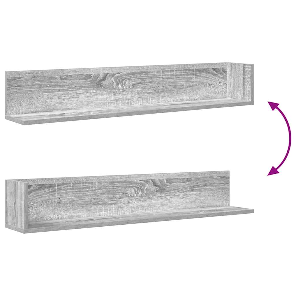 Wandregale 2 Stk. Grau Sonoma 100x16,5x16,5 cm Holzwerkstoff