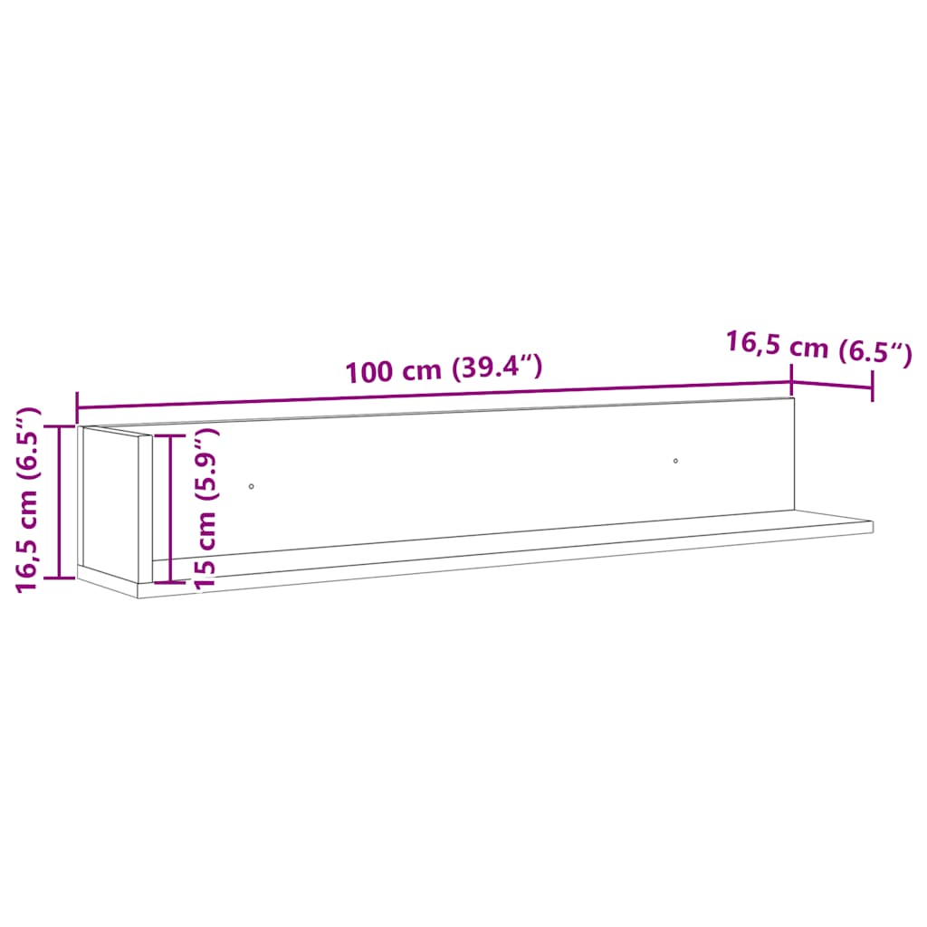 Wandregale 2 Stk. Altholz-Optik 100x16,5x16,5 cm Holzwerkstoff