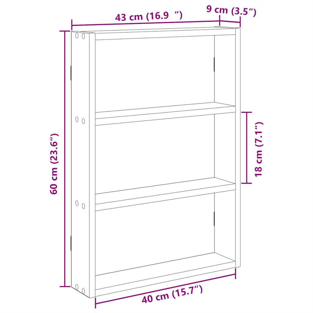 Wandregal Weiß 43x9x60 cm Holzwerkstoff