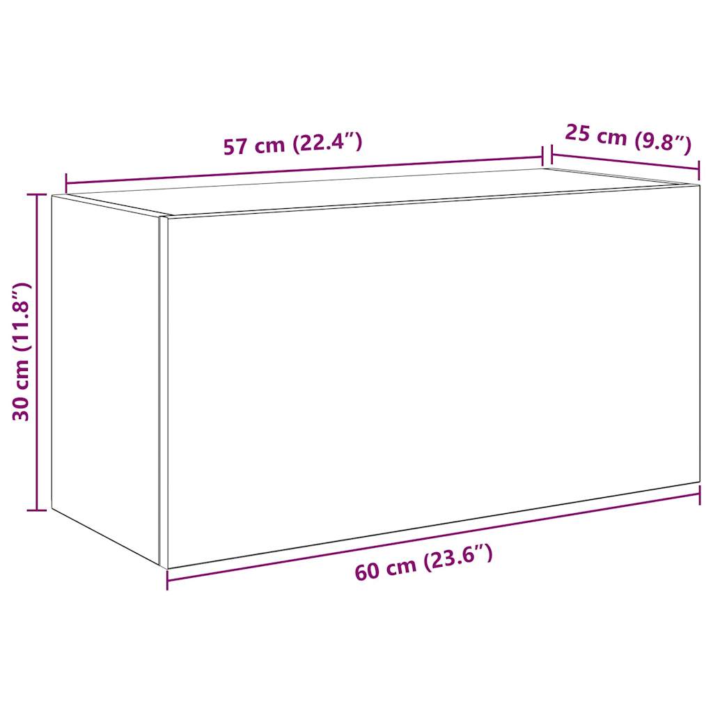 Bad-Wandschrank Schwarz 60x25x30 cm Holzwerkstoff