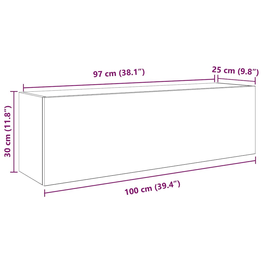 Bad-Wandschrank Schwarz 100x25x30 cm Holzwerkstoff