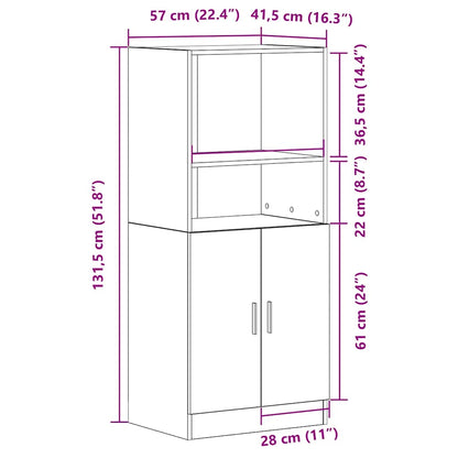 Küchenschrank Schwarz 57x41,5x131,5 cm Holzwerkstoff