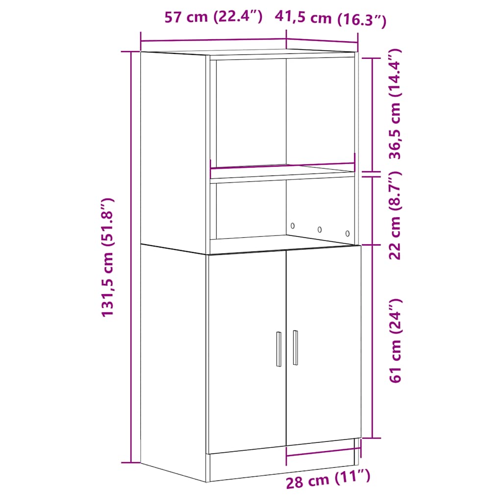 Küchenschrank Sonoma-Eiche 57x41,5x131,5 cm Holzwerkstoff