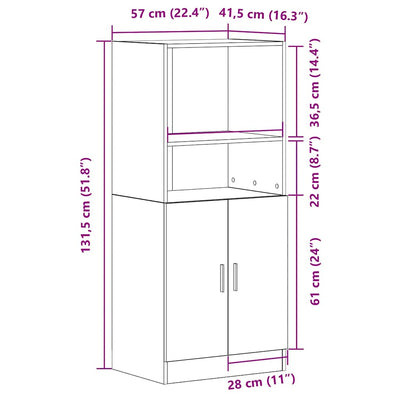 Küchenschrank Braun Eichen-Optik 57x41,5x131,5 cm Holzwerkstoff