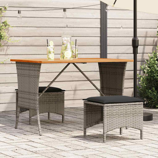 Gartentisch mit Akazienholzplatte Grau 105x75x72cm Poly Rattan