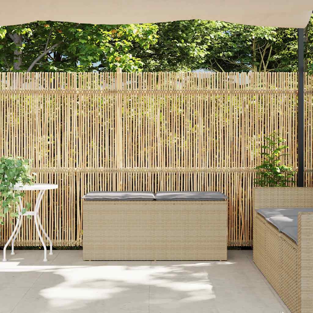 Gartenbank mit Kissen Beige 110x40x44 cm Poly Rattan