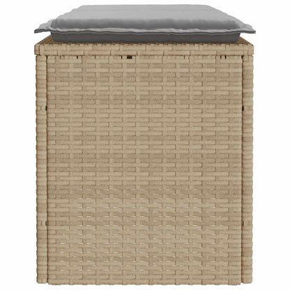 Gartenbank mit Kissen Beige 110x40x44 cm Poly Rattan