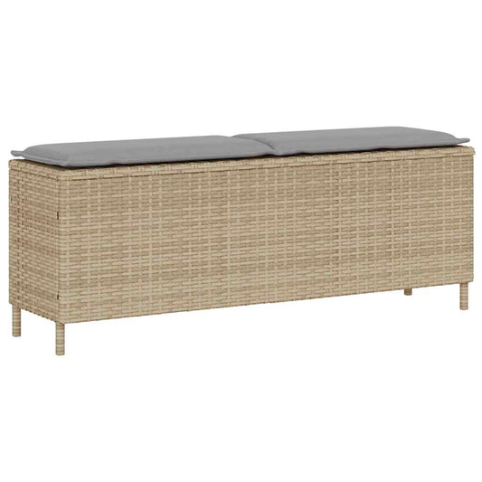 Gartenbank mit Kissen Beige 110x30x40,5 cm Poly Rattan