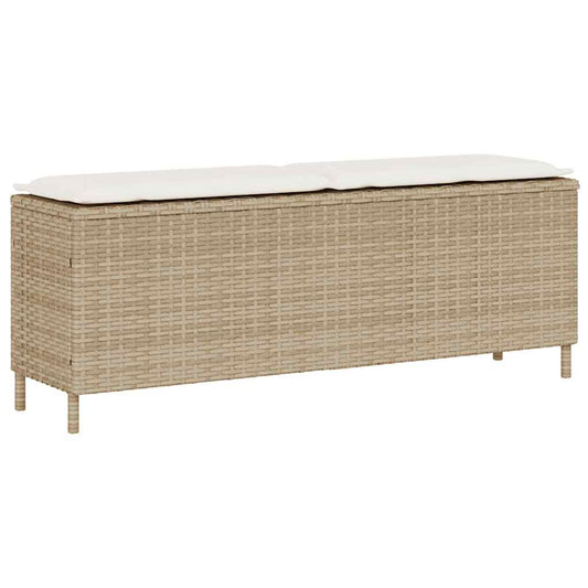 Gartenbank mit Kissen Beige 110x30x40,5 cm Poly Rattan