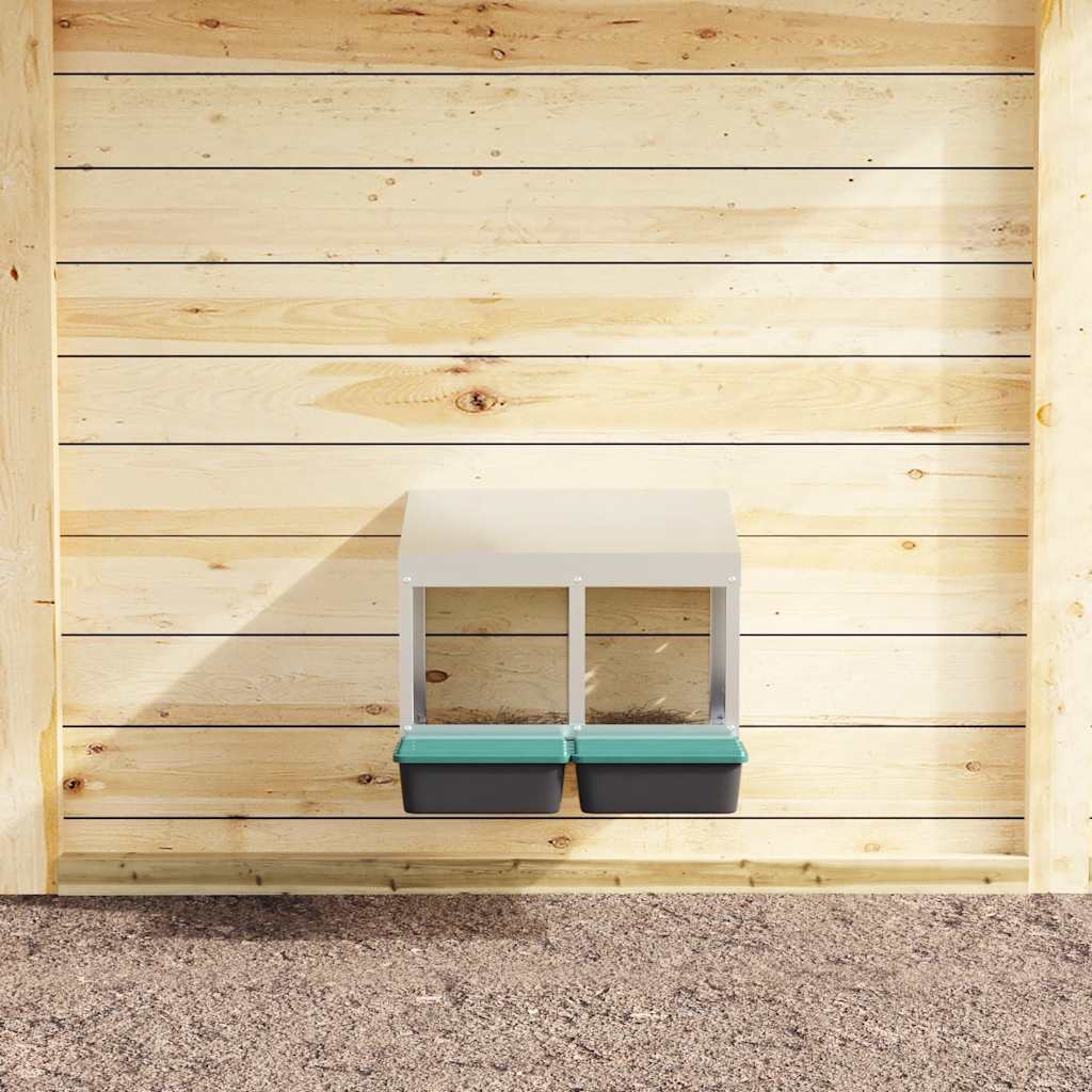 Hühner-Nistkasten 2 Fächer Wandmontage Verzinkter Stahl