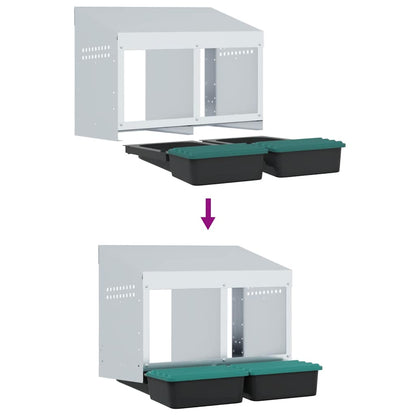 Hühner-Nistkasten 2 Fächer Wandmontage Verzinkter Stahl