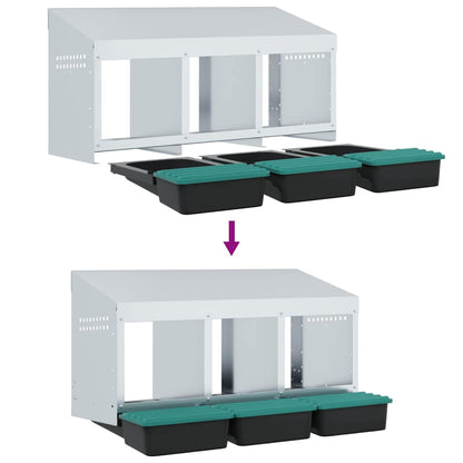 Hühner-Nistkasten 3 Fächer Wandmontage Verzinkter Stahl