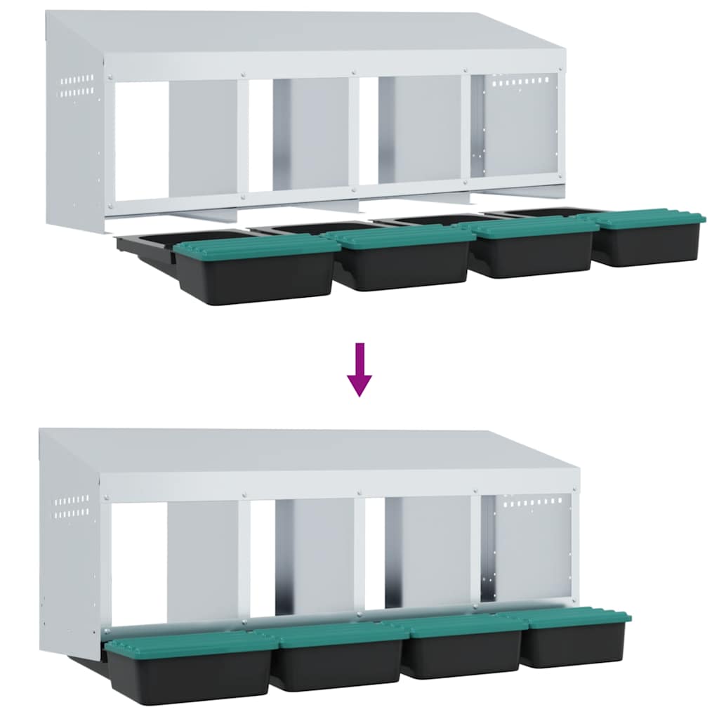 Hühner-Nistkasten 4 Fächer Wandmontage Verzinkter Stahl