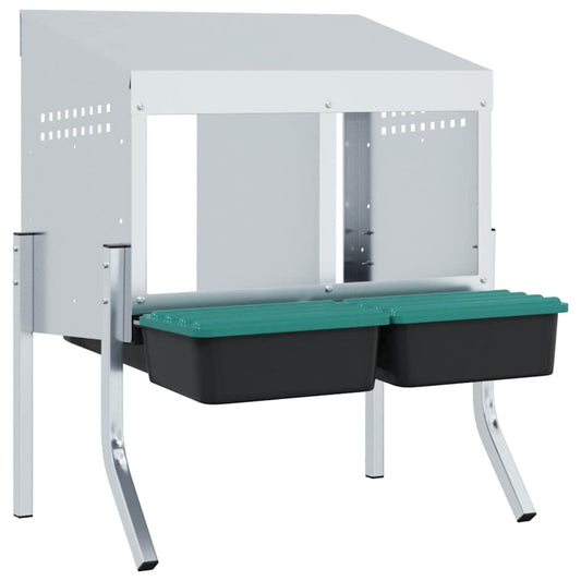 Hühner-Nistkasten 2 Fächer mit Beinen Verzinkter Stahl