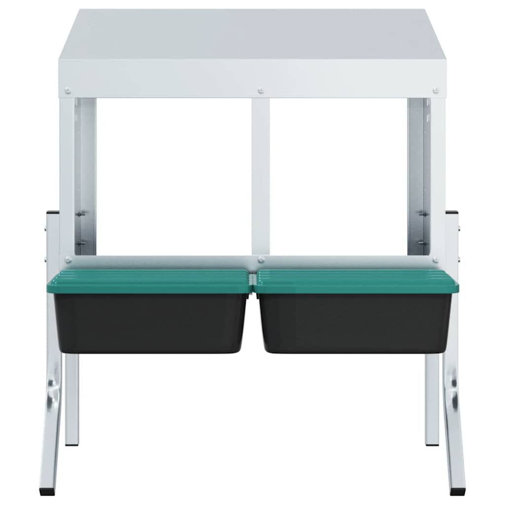 Hühner-Nistkasten 2 Fächer mit Beinen Verzinkter Stahl