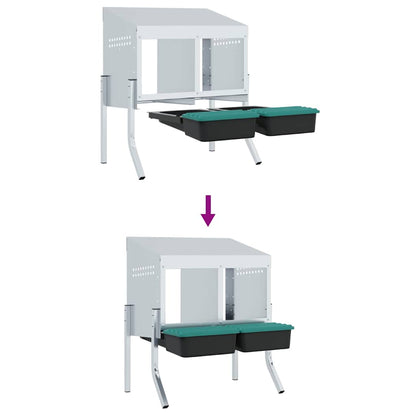 Hühner-Nistkasten 2 Fächer mit Beinen Verzinkter Stahl