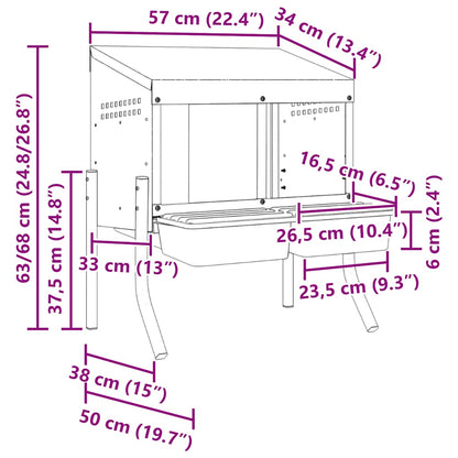 Hühner-Nistkasten 2 Fächer mit Beinen Verzinkter Stahl