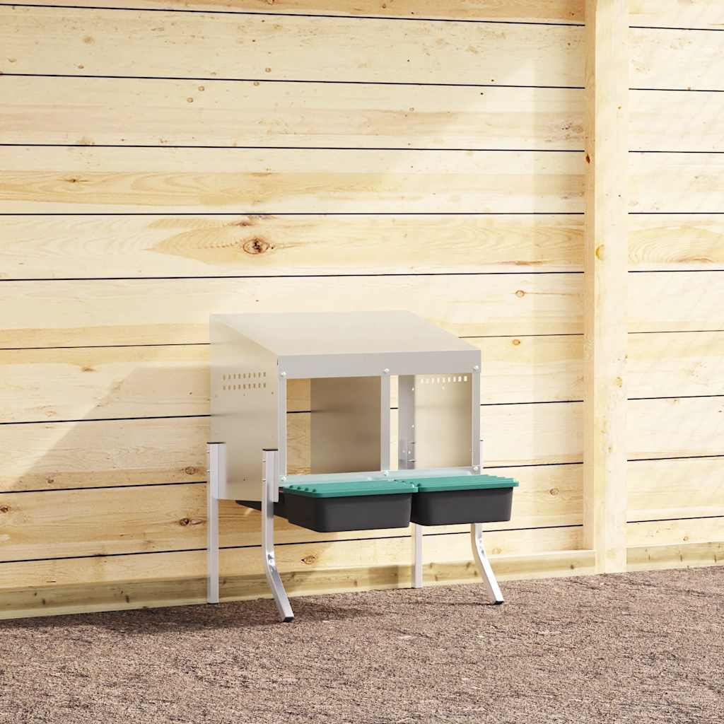 Hühner-Nistkasten 2 Fächer mit Beinen Verzinkter Stahl