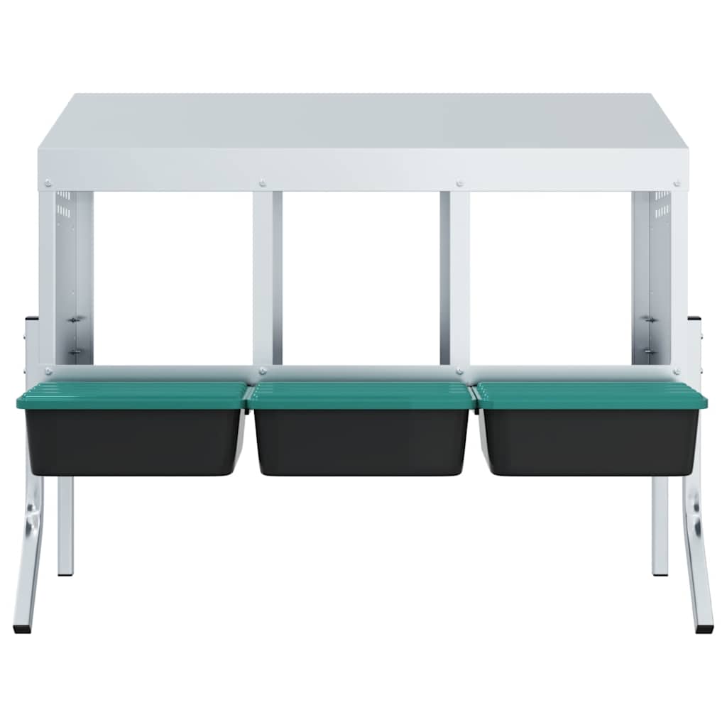 Hühner-Nistkasten 3 Fächer mit Beinen Verzinkter Stahl