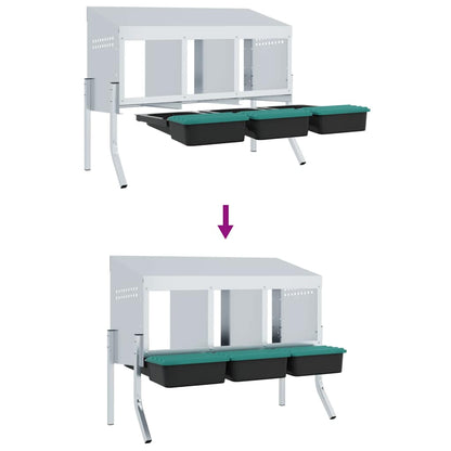 Hühner-Nistkasten 3 Fächer mit Beinen Verzinkter Stahl