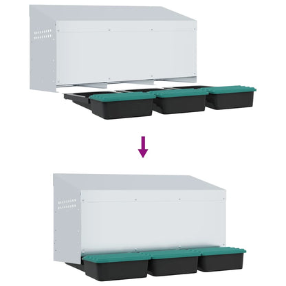 Hühner-Nistkasten 3 Fächer Wandmontage Verzinkter Stahl