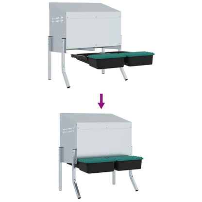 Hühner-Nistkasten 2 Fächer mit Beinen Verzinkter Stahl
