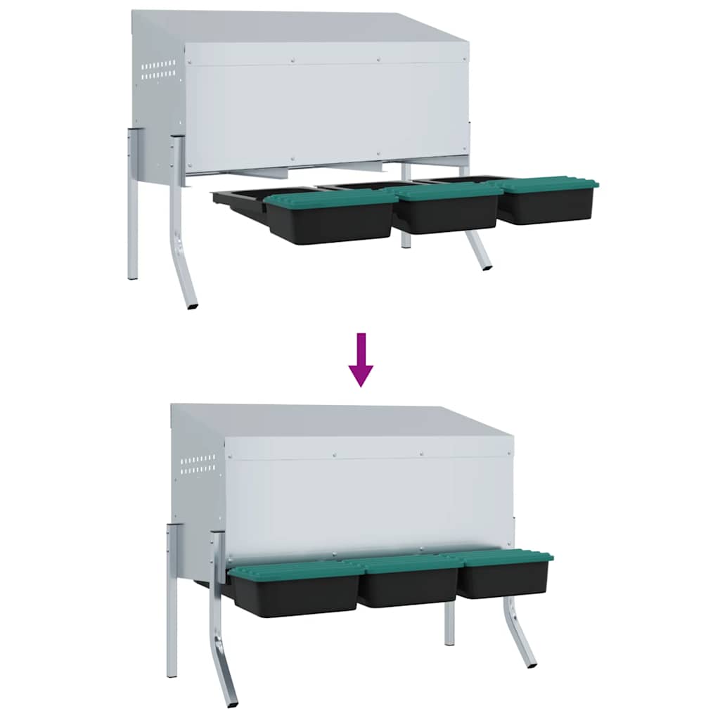 Hühner-Nistkasten 3 Fächer mit Beinen Verzinkter Stahl